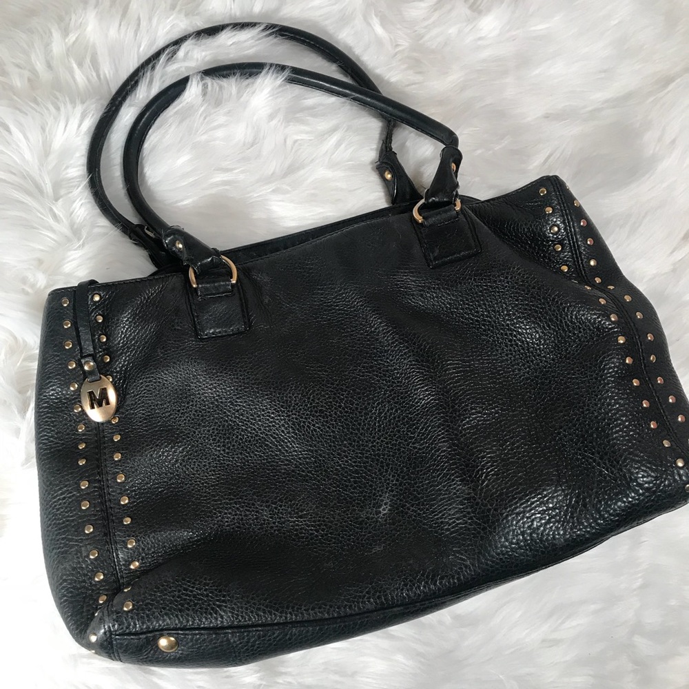 Michale Kors Black Leather Handbag with Gold